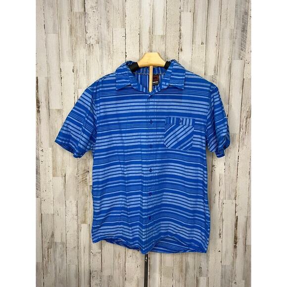Tony Hawk Men's Blue Striped Short Sleeve Button-Up Shirt Size‎ Large - Picture 2 of 4